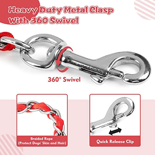 Metal Chain Dog Leash Chew Proof for Dogs (Red / 6FT 3.5mm (Medium & Large dogs))