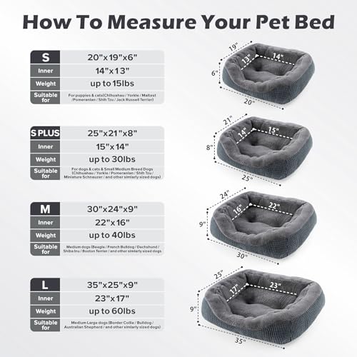 Small Dog Bed for Small Dogs (S (20"x19"x6") / Dark Grey)