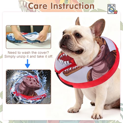 Dog Cone Collar Alternative After Surgery (Dinosaur / XL(Neck:18"-21"))