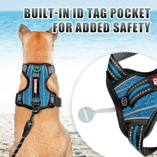 Dog Harness for Small Sized Dog No Pull Dog Vest ID Tag Pocket (Blue/Black / X-Small)