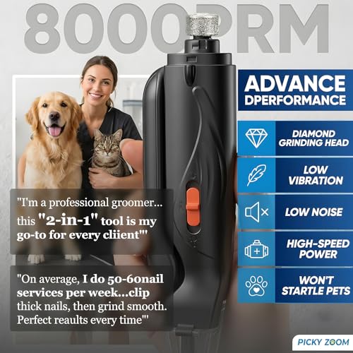 2-in-1 Dog & Cat Nail Clippers and Grinder with LED Light (Black)