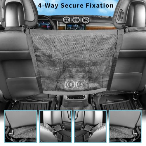 Dog Car Net Barrier Double Layer Mesh with Zipper Organizer Storage