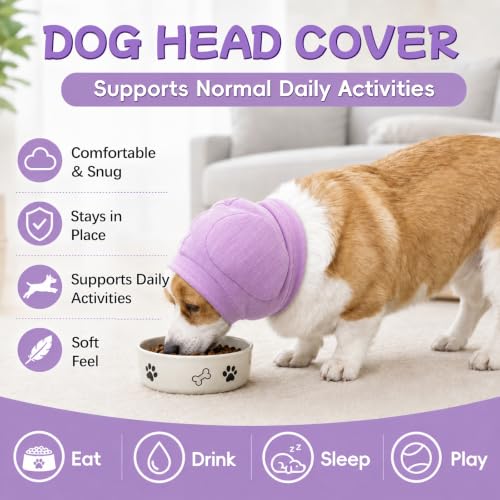 No Shake Dog Ear Wrap Quiet Ear Muffs for Hematoma (Purple / Medium(Head Girth：11.8-15.7in))