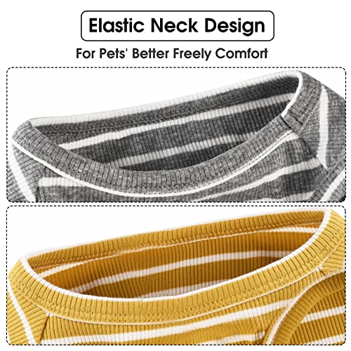 Dog Shirt Soft Cotton Tank Top Lightweight Yellow & Light Grey 5XL (Yellow + Light Grey / 5XL-(50~77lb) | Chest(~35"))