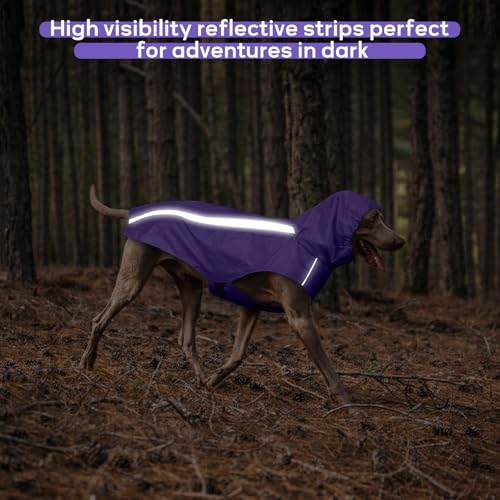 Purple Dog Raincoat with Reflective Strip Hoodie (XXXL / Purple)