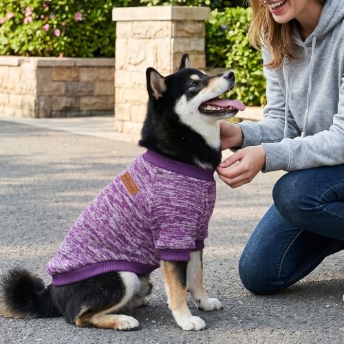 1 Pack Dog Sweater for Small Dogs Girl Boy Winter Fleece Clothes Warm Soft Dog Sweatshirt Outfit for Dogs Cats Pet Apparel (Purple / XL (Back: 17.7", Chest: 22.8", 18-22 lbs))