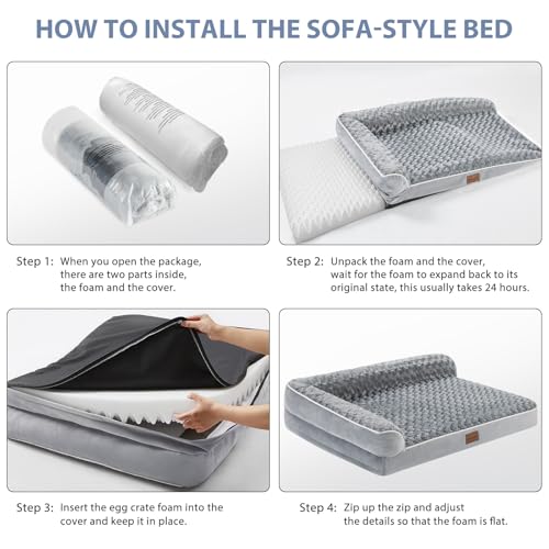 Orthopedic Washable Dog Bed (Gray / 35.0"l x 22.0"w x 6.5"th)