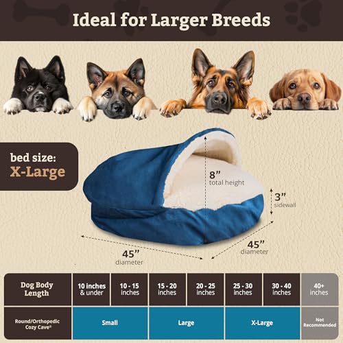 Cozy Cave Dog Bed (45.0"L x 45.0"W x 8.0"Th / Sapphire)