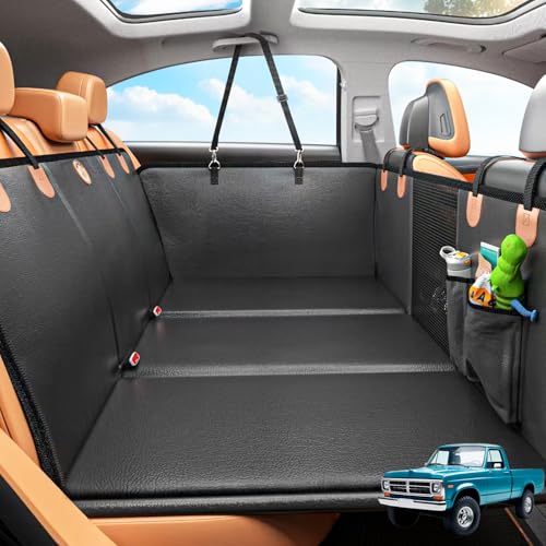 Back Seat Extender for Dogs (Black+Orange / XL)