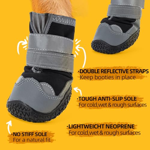 Dog Boots for Large Dogs (Light Black / Width 1.57 Inch)