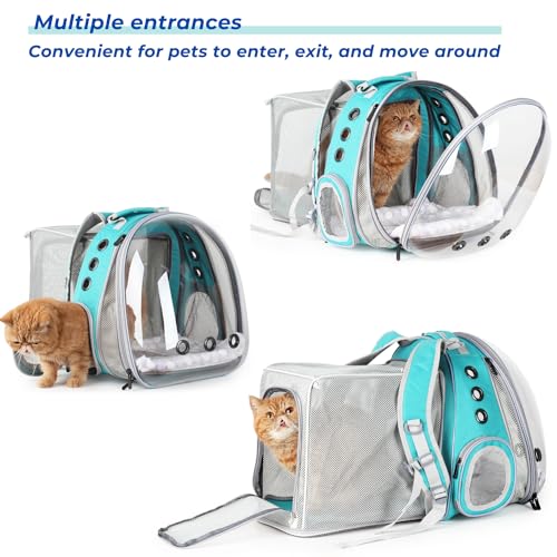 Expandable Cat Backpack Carrier for Large Cats & Small Dogs (Dual Expandable-Green)