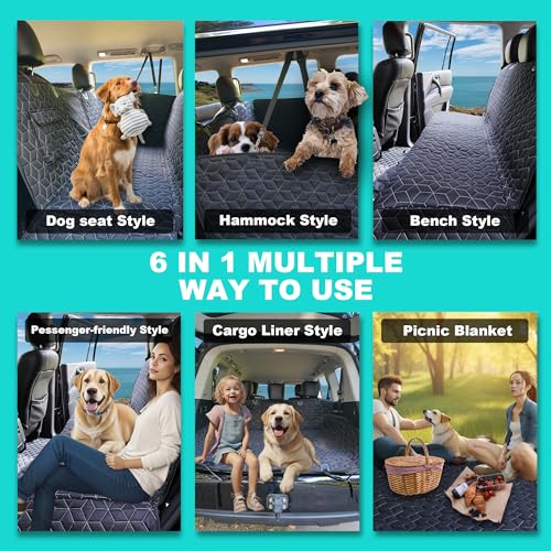 Dog Car Seat Cover for Back Seat (Small-52" / Hammock-Black)