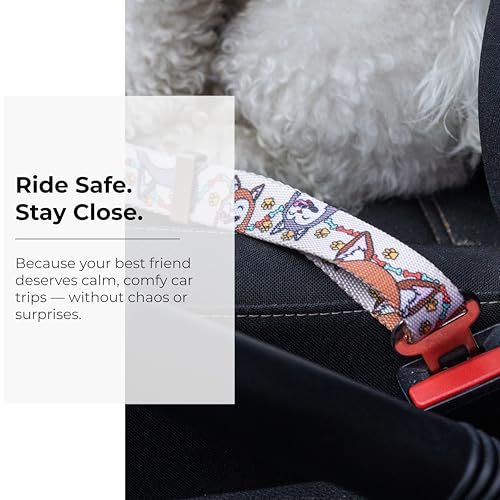 Dog Car Seat Belt (Beige (Funny Pups))