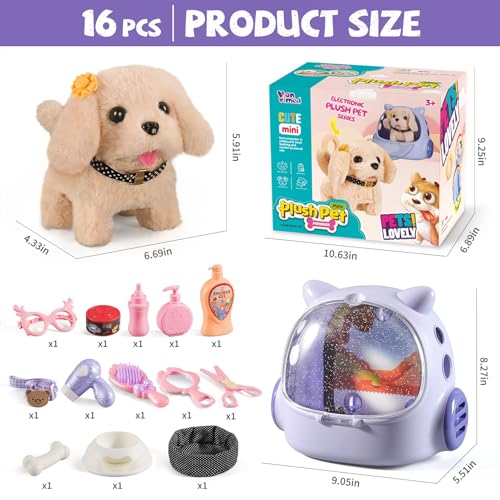 16 Pcs Robot Dog Toys for Girls (Purple and Pink)