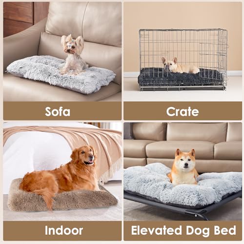Fluffy Dog Crate Bed (Camel / 44 x 33)