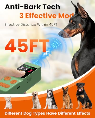 Digital LED Display] ultrasonic Dog bark Deterrent with 4 Transmitters (Green)