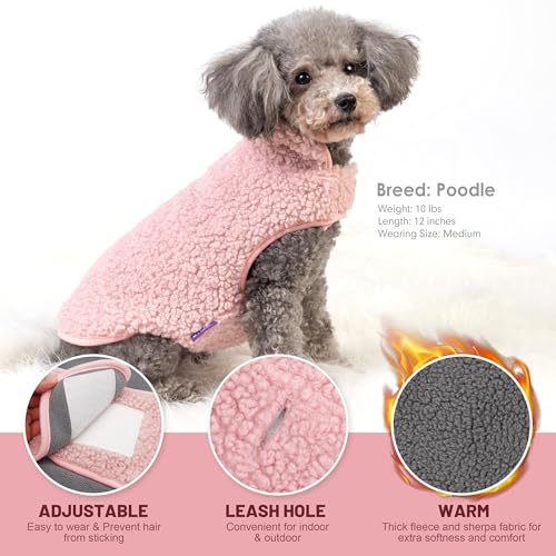 Sherpa Dog Coat Reversible Dog Jackets for Small Dogs (Medium (10-15lbs) / 1# Pink)