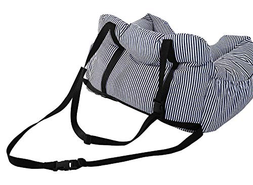 Dog Car Seat Pet Booster Seat Pet Travel Safety Dog Bed for Car with Storage Pocket (Blue)