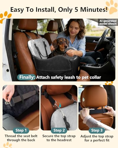 Dog Car Seat for Small Dogs Up to 35 lbs (Black/Grey)