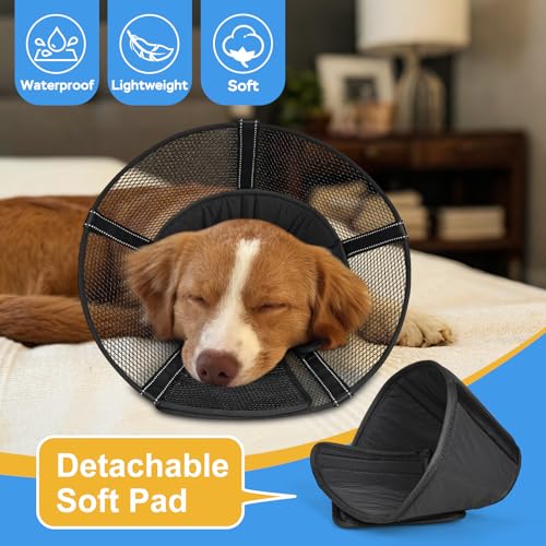 Dog Cone Collar Soft to Stop Licking Surgery Recovery Alternative (Black / M(Depth: 8.3in, Girth: 11.8-14.7in))