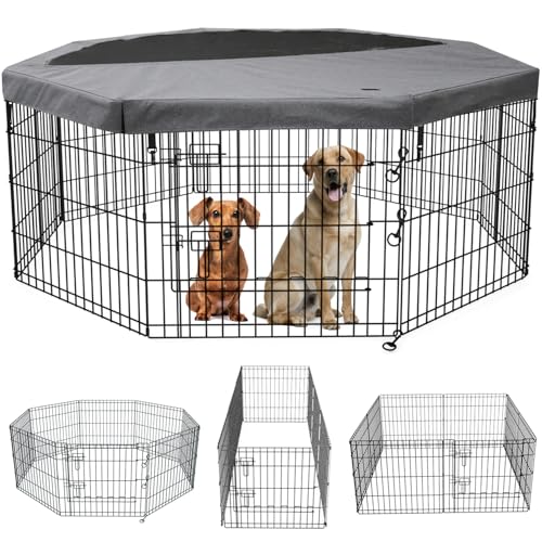 Foldable Metal Dog Exercise Pen (Gray / 30''H)