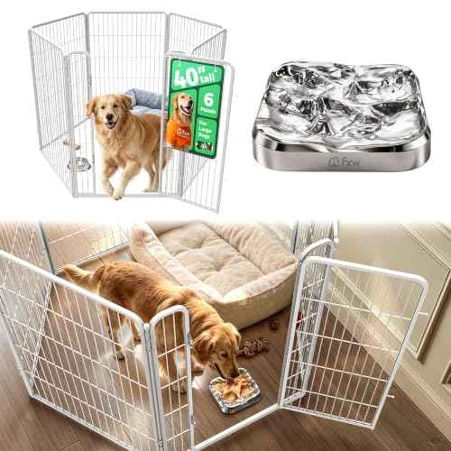 Homeplus Indoor Dog Playpen with Lick Mat (White / 40"H)