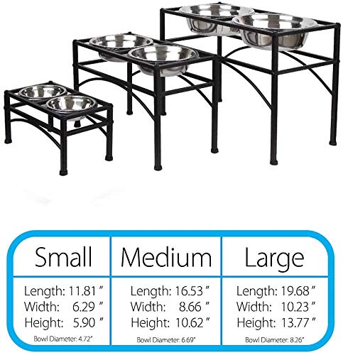 Elevated Dog Bowls Raised Pet Feeder Cat Food Water Diner Stand Set (L/13.8" Height)