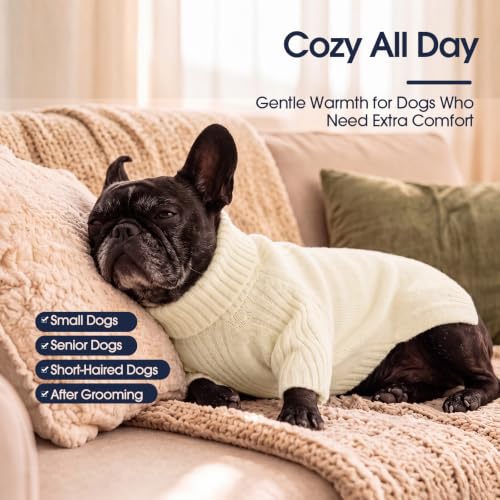 Turtleneck Dog Sweater (White / Medium)