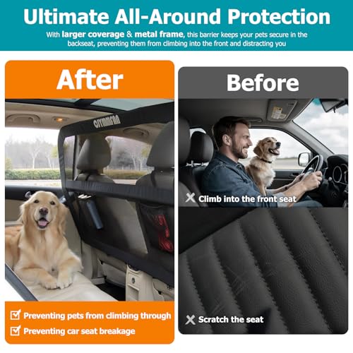 Dog Barrier for Car Back Seat & Cargo Area with Wider Coverage (Large-for Large SUV/Full-Size SUV, Sedan & Truck)
