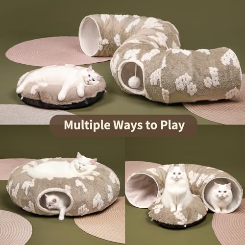 Cat Tunnel Bed with Soft Cushion for Indoor Cats and Kittens