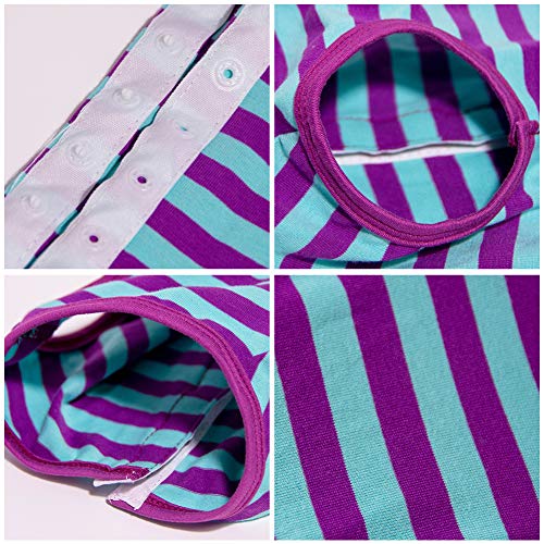 Dog’s Recovery Suit Post Surgery Shirt for Puppy (XX-Small / purple blue stripe)