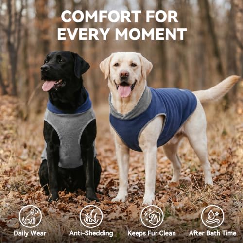 2 Pack Fleece Dog Sweater Pullover Lightweight Reflective Jacket (XX-Large / 2# Navy & Grey)