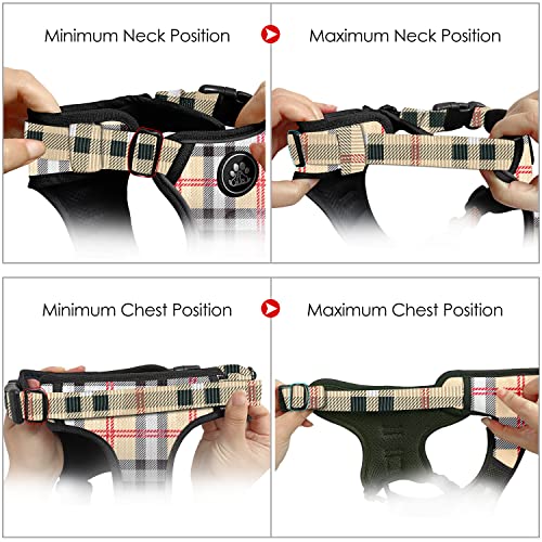 Reflective Dog Harness for Large Dogs (Checkered Beige / X-Large)