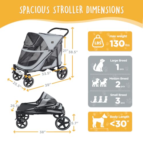 All Terrain Pet Stroller for Large & Medium Dogs (Grey)