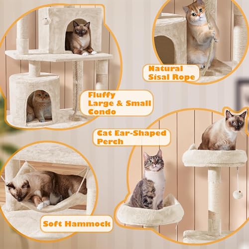 Cat Tower 70.5in Cat Tree for Indoor Cats (70.5in / Beige)