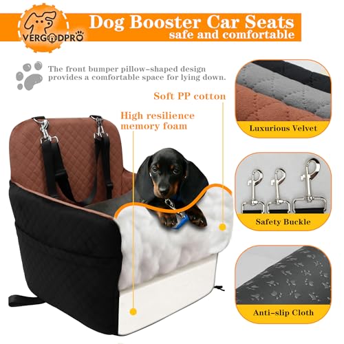 Dog Car Seat for Small Medium Dogs (Black outside Brown inside)