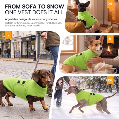 Cat Sweater Soft Fleece Dog Vest Warm Dog Jacket with Leash Hole (Green / XX-Small)