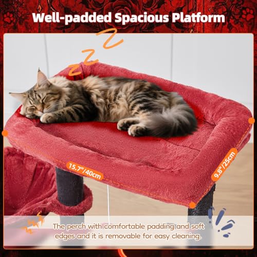 Gothic Cat Tree (Black and Red / 38.5 Inches)