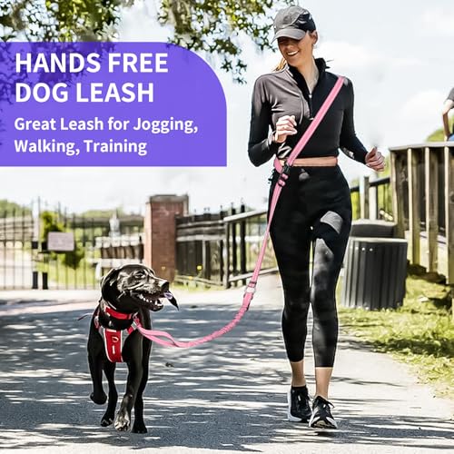 Hands Free Dog Leash by Kazazoo (PINK Bungee / M)