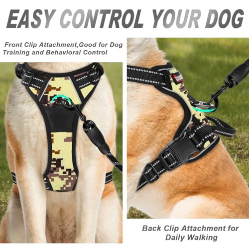 Dog Harness No Pull for Medium Sized Dog Front Back Clips (Medium(Chest:22.5-28") / Desert Camo)