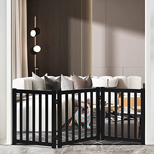 Wooden Free Standing Dog Gate 60" W x 24" H (Black / 60"W x 24"H)