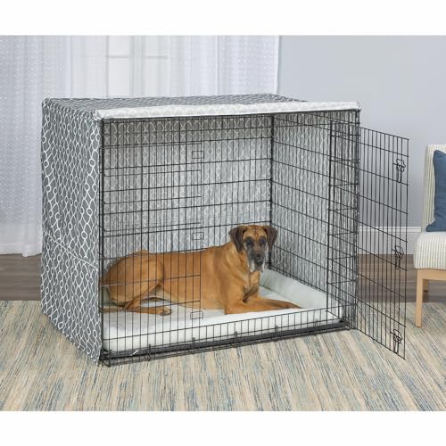 Dog Crate Cover (Gray Geometric Pattern / 24.8"L x 17.5"W x 19.5"H)