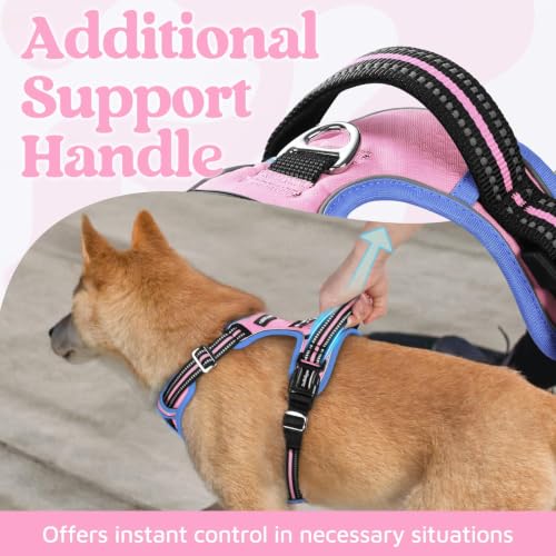 Dog Harness for Large (Light Pink & Blue / Large)