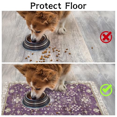 Pet Food Mats for Floor (Purple / 30"l X 17"w)