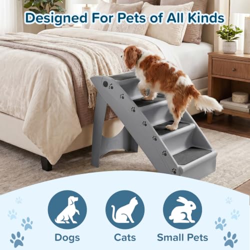 Lightweight Durable Plastic Dog Stairs (Gray)