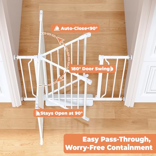 34" Tall Baby Gate No Drilling (White / 29-40"Wide, 34"Tall)