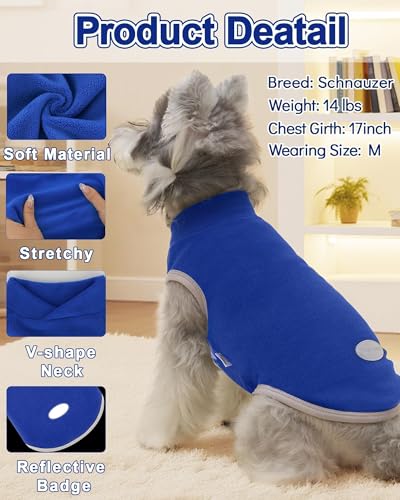4 Pack Fleece Dog Sweaters Vest Soft Lightweight Breathable Doggie Clothes for Small Medium Large Dogs Boy Winter Warm Pet Pullover Jacket Sweatshirt Puppy Coat (Medium(Chest-15.7") / Grey, Navy, Teal, Blue)