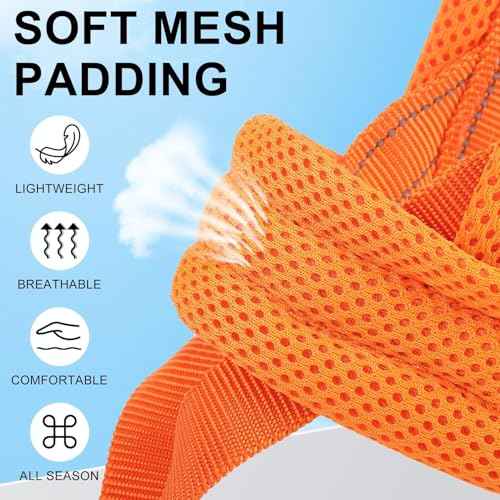 Dog Harness Medium Sized and Leash Set (Orange / M: Chest 21"-26.7")