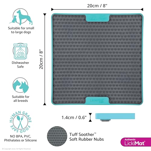 Tuff Soother Slow Feeder Lick Mat for Dogs (Turquoise)