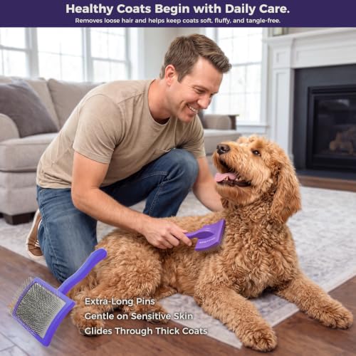 5PCS Dog Grooming Kit with Long Pin Slicker Brush for Dogs